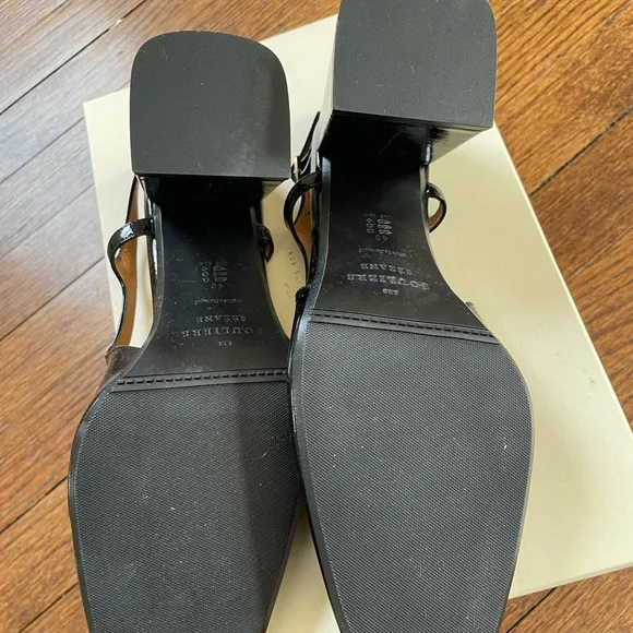 Sezane Black Patent Slingback Block Heel Pumps - Picture 6 of 7